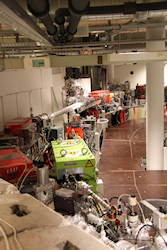 The transfer beam line, looking towards ASTRID, the booster ring.